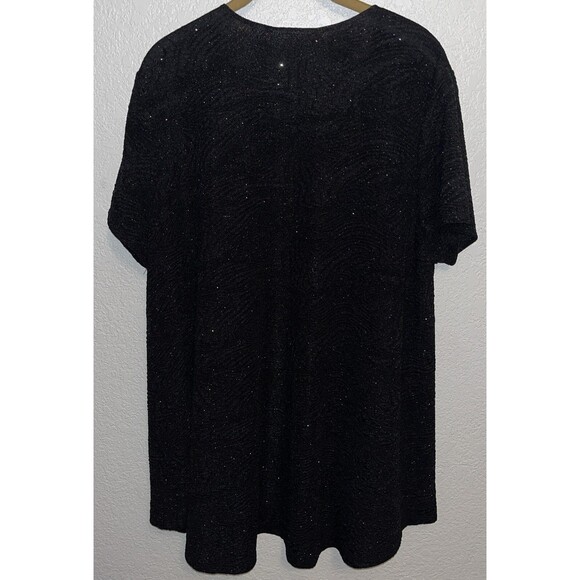 SIMONTON SAYS Open Front Cardigan Textured Shimmering Black Women Sz XL - Picture 6 of 6